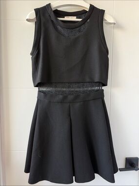 Maje Black Lace-Inset Sleeveless Dress